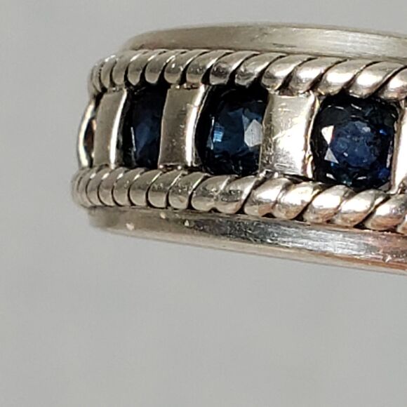 Vintage Signed CNA 7 Deep Blue Sapphire Sterling Silver 925 Ring Size 9 - Picture 16 of 17